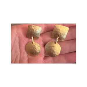 GOLD DROP GEOMETRIC 90'S STYLE EARRINGS-SIGNED